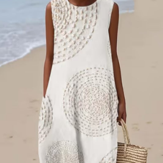 Women's Sleeveless Geometric Print Midi Dress