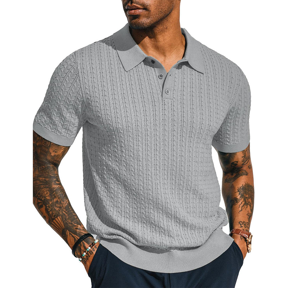 Men's Short Sleeve Knitted Cardigan Shirt - Slim Fit Summer Top 5 Colours