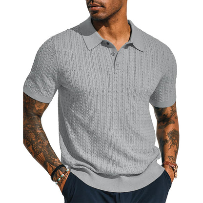 Men's Short Sleeve Knitted Cardigan Shirt - Slim Fit Summer Top 5 Colours