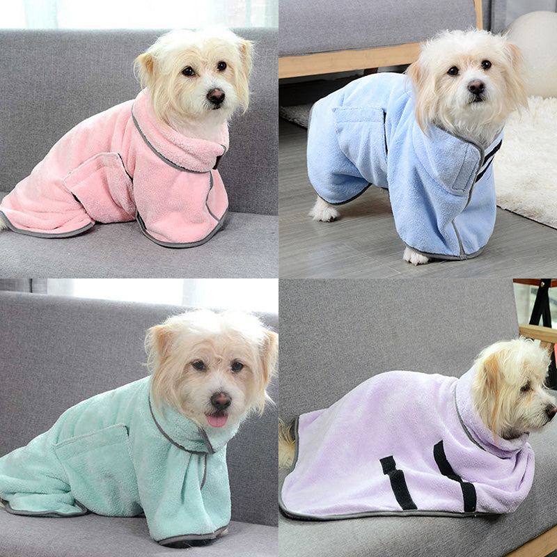 Microfibre Dog Bathrobe & Drying Towel | Quick-Dry Absorbent Coat XS–M
