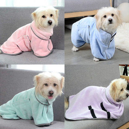 Microfibre Dog Bathrobe & Drying Towel | Quick-Dry Absorbent Coat XS–M