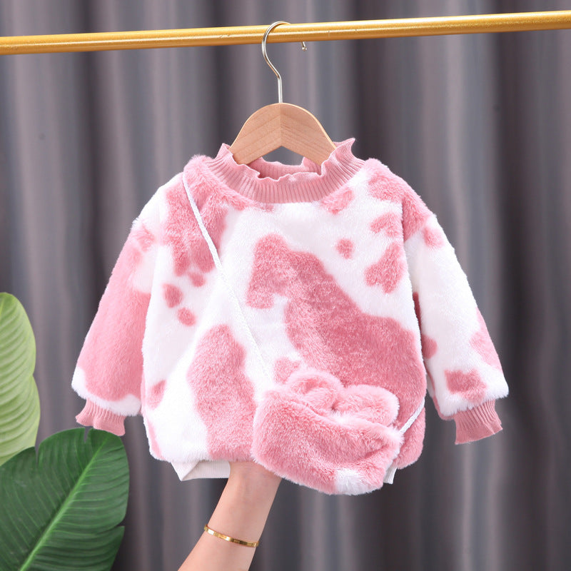 Girls Plush Fleece Sweatshirt – Soft Cotton Kids Pullover