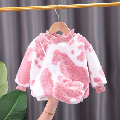 Girls Plush Fleece Sweatshirt – Soft Cotton Kids Pullover