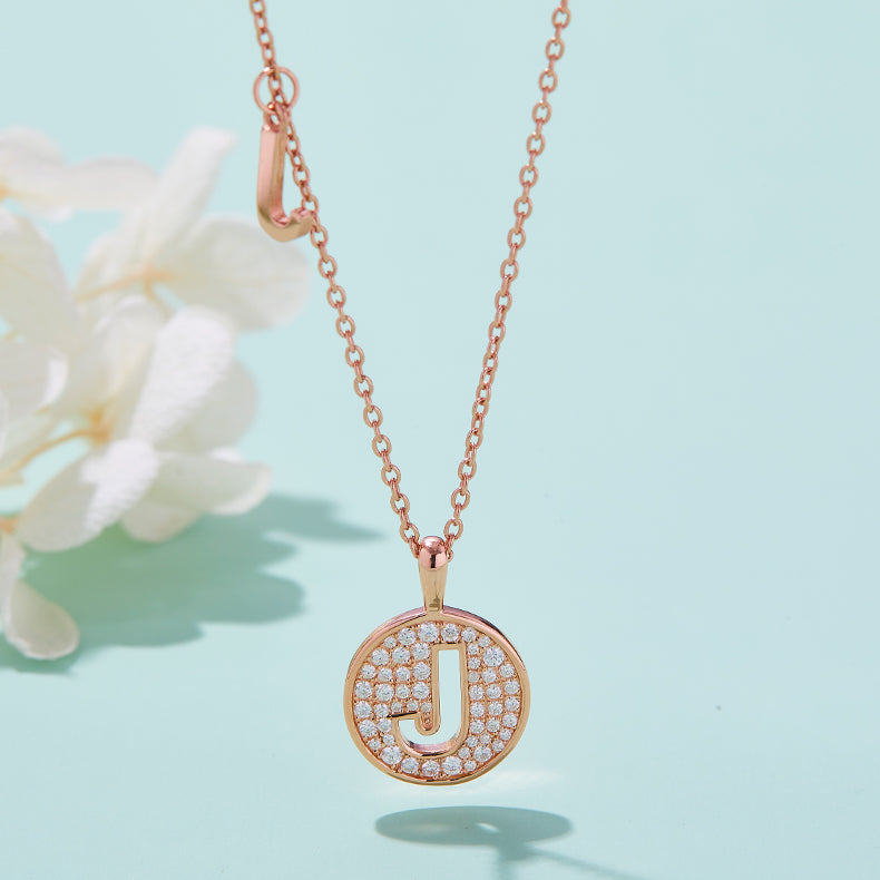 S925 Silver Moissanite Initial J Pendant Necklace