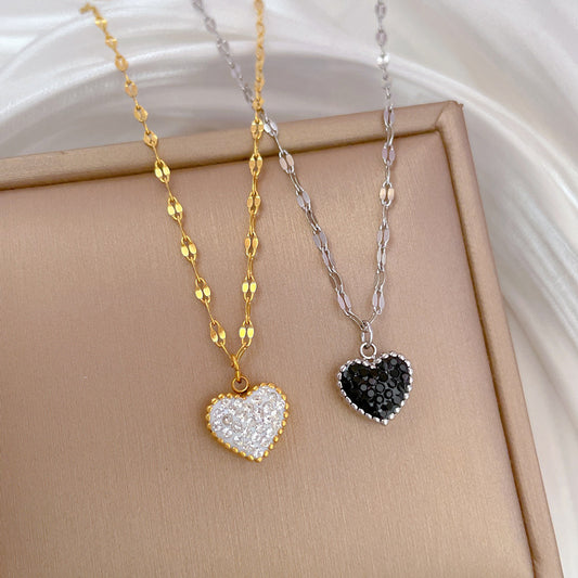 Double-Sided Heart Pendant Titanium Steel Necklace