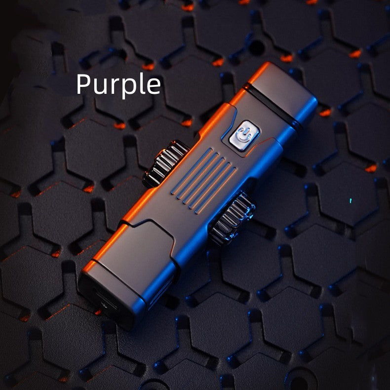 LED USB Rechargeable Metal Lighter | Colourful Lights | Grey Pink Purple Silver