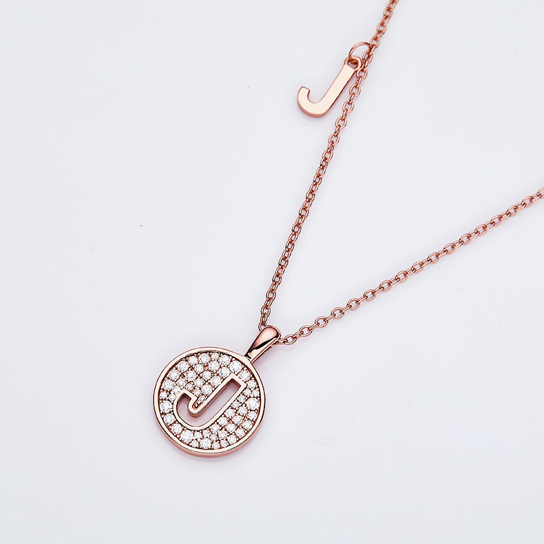 S925 Silver Moissanite Initial J Pendant Necklace