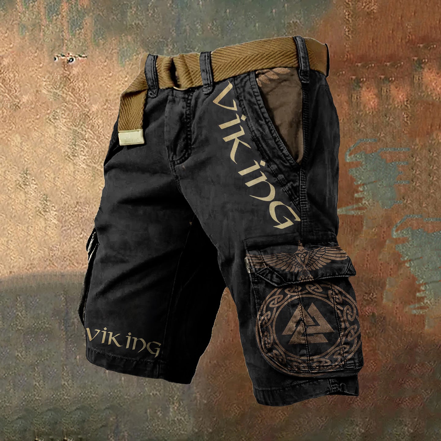 Men's Digital Print Zipper Cargo Shorts