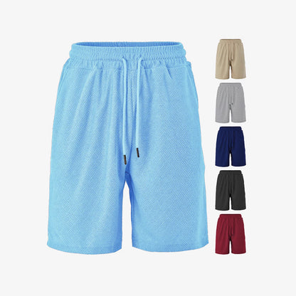 Men's Towel Jacquard Casual Shorts | Polyester Loose Fit S-3XL