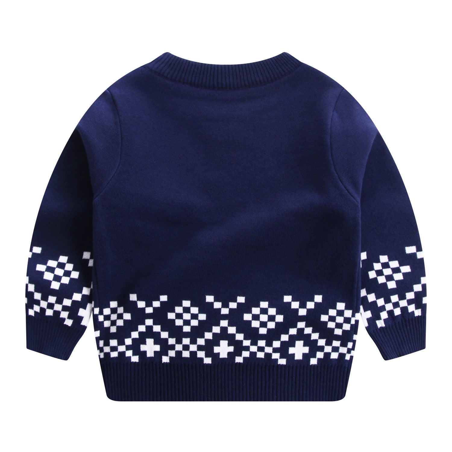 Kids Double-Layer Cotton Cartoon Print Sweater | Navy & Wine Red