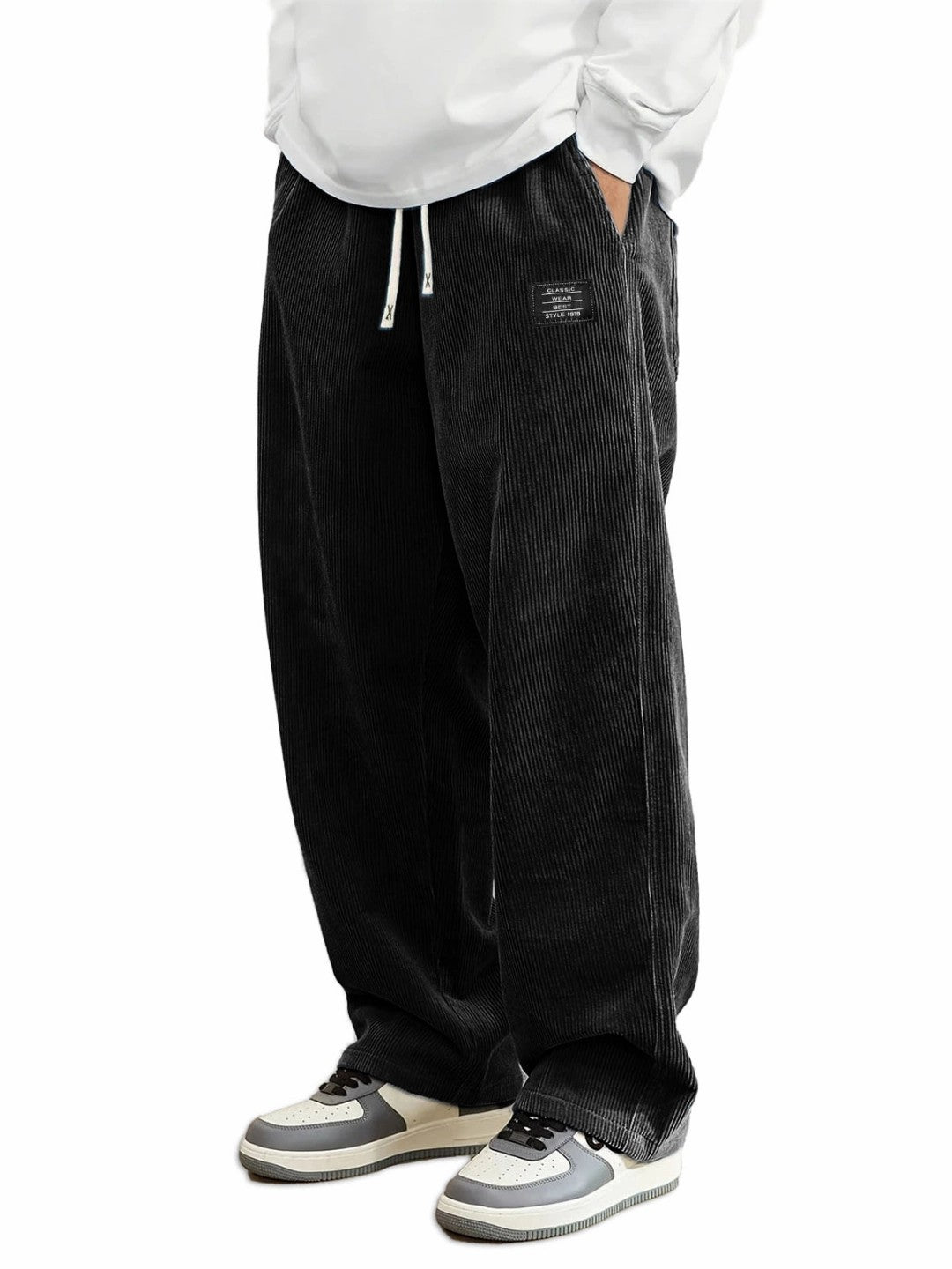 Men's Corduroy Straight-Leg Trousers with Belt | 10 Colours S-5XL