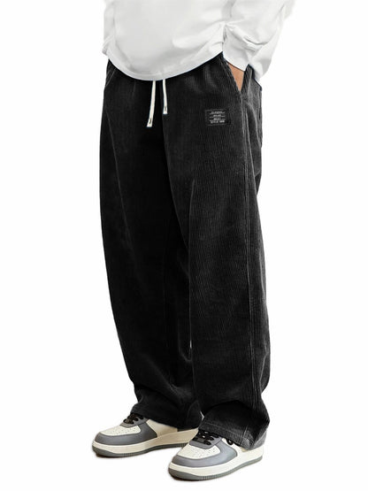 Men's Corduroy Straight-Leg Trousers with Belt | 10 Colours S-5XL