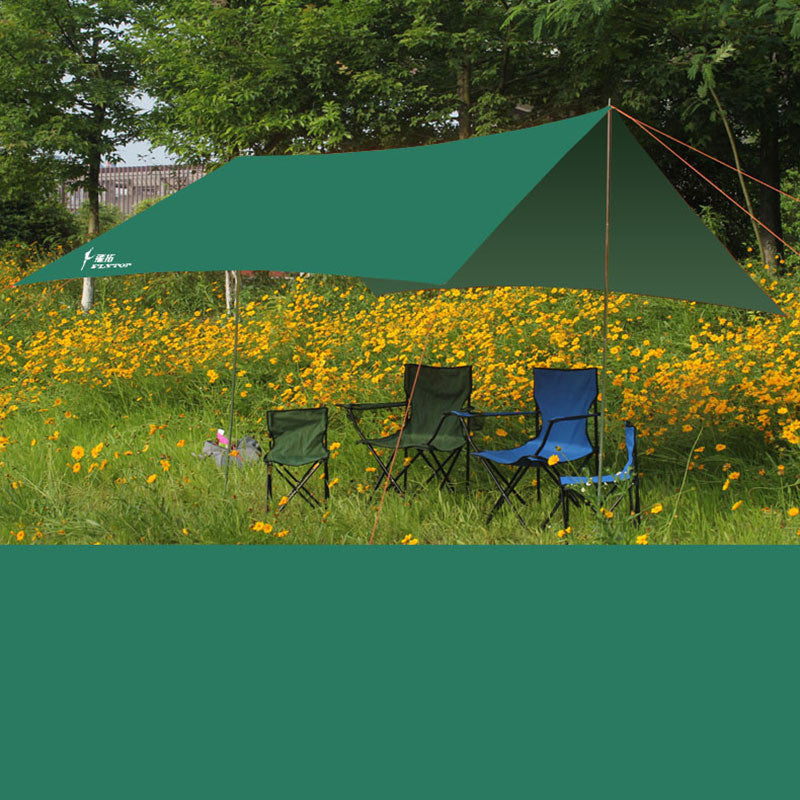 290×300cm Waterproof Camping Tarp & Canopy – 210D Oxford Cloth Sun Shelter with Poles & Pegs