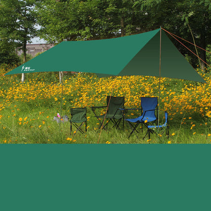 290×300cm Waterproof Camping Tarp & Canopy – 210D Oxford Cloth Sun Shelter with Poles & Pegs