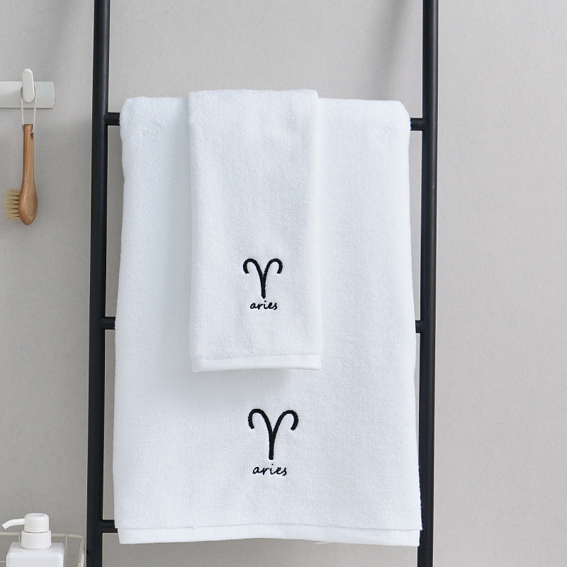 Zodiac Constellation Embroidered Cotton Towel