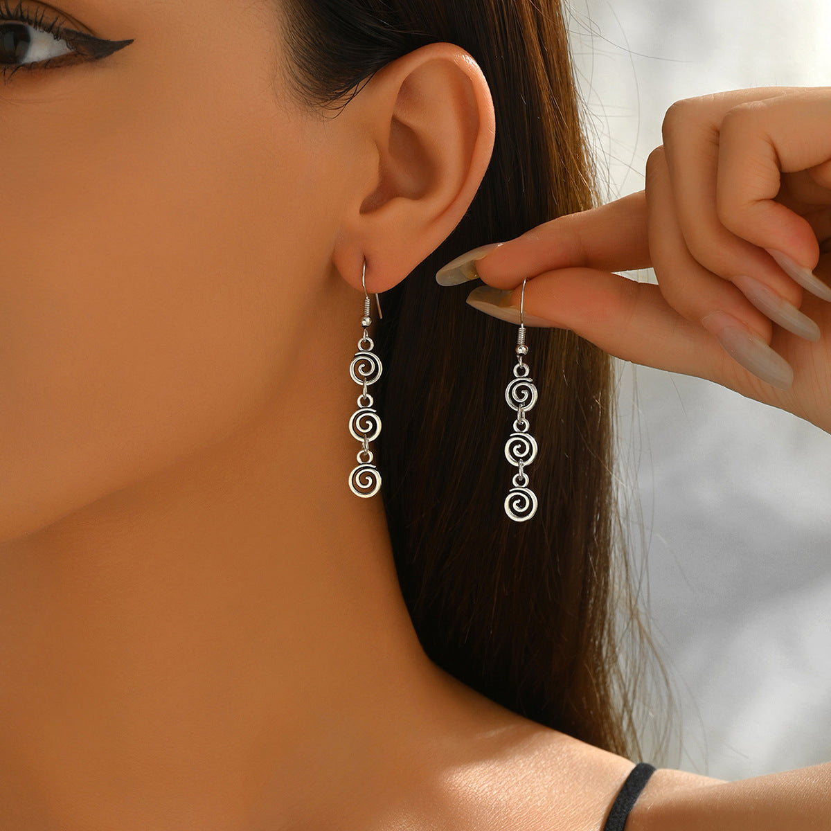 Retro Spiral Coil Earrings | Geometric Alloy Statement Earrings