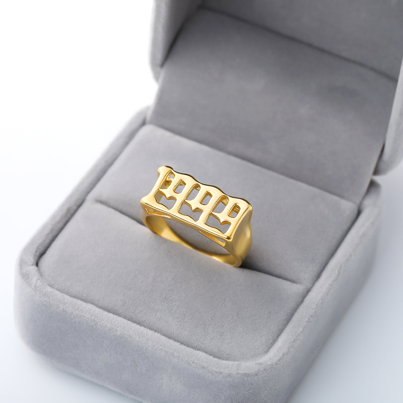 Unisex Birth Year Date Ring – Stainless Steel, Gold, Platinum & Rose Gold