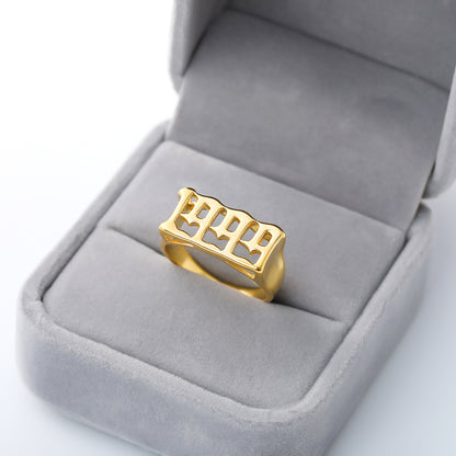 Unisex Birth Year Date Ring – Stainless Steel, Gold, Platinum & Rose Gold