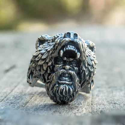 Men's Viking Bear Head Celtic Ring – Norse Warrior Alloy Band