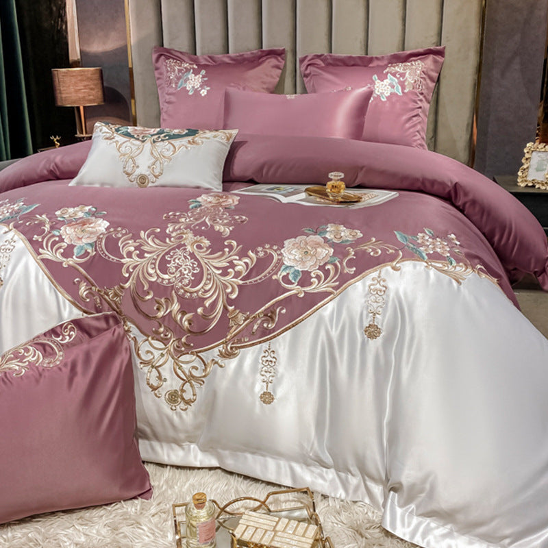European Embroidered Luxury Bedding Set – 4-Piece Cotton Duvet Cover
