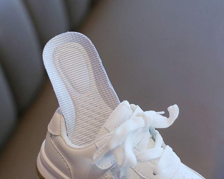 Children's White PU Velcro Trainers | Unisex Kids Shoes EU 21-38