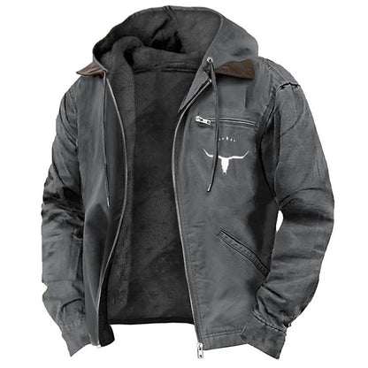 Men's Graphic Print Long Hooded Coat – Relaxed Fit | S–3XL