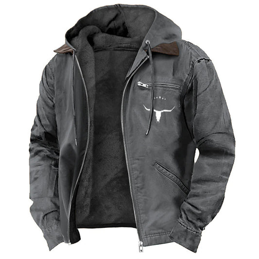 Men's Graphic Print Long Hooded Coat – Relaxed Fit | S–3XL