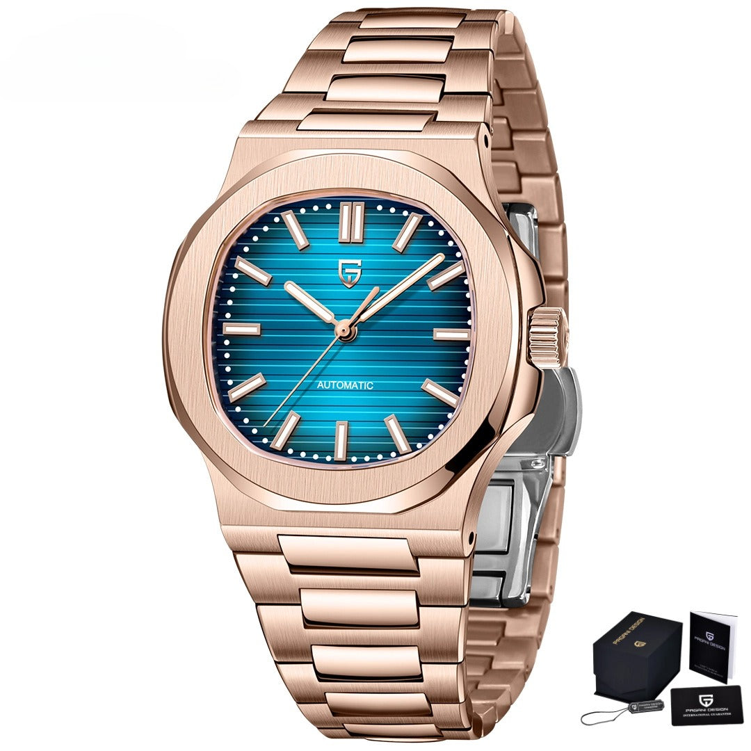 Men's Automatic Mechanical Watch | Barrel-Shaped | Stainless Steel