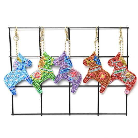 Diamond Painting Horse Keychain Set of 5 | Nordic Acrylic Pendant | JP Collections