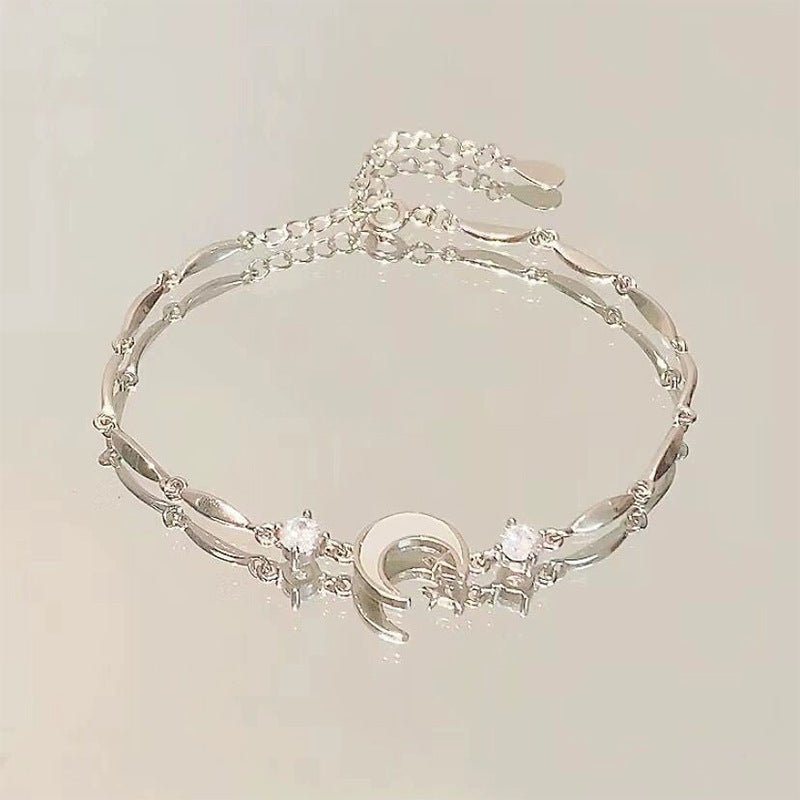 Cherry Blossom Star & Moon Bow Bracelet | Zircon Alloy Charm Bracelet for Women