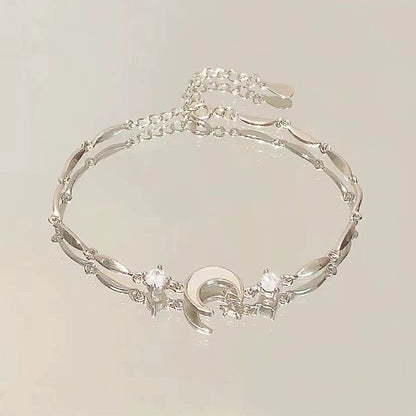 Cherry Blossom Star & Moon Bow Bracelet | Zircon Alloy Charm Bracelet for Women