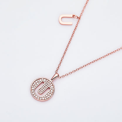 Moissanite Letter U Necklace | Platinum-Plated S925 Silver | GRA Certified