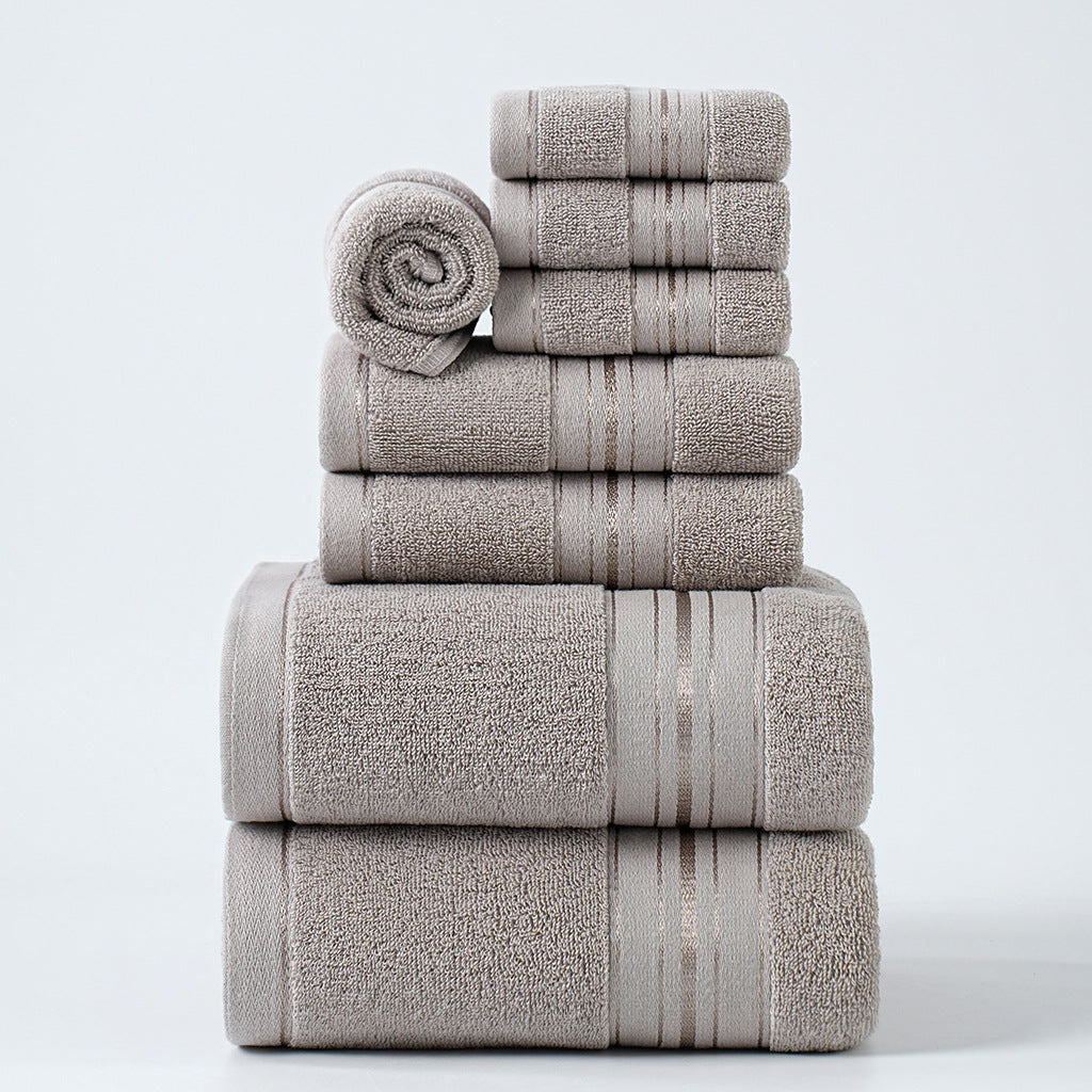 Pure Cotton Satin Jacquard 8-Piece Towel Set | Bath, Hand & Face | 5 Colours