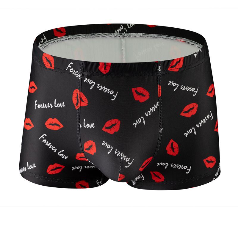 Men's Printed Milk Silk Boxer Briefs – 12 Designs Breathable Low-Waist