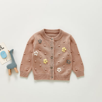 Baby Girls Knitted Cotton Cardigan – Infant & Toddler Jacket