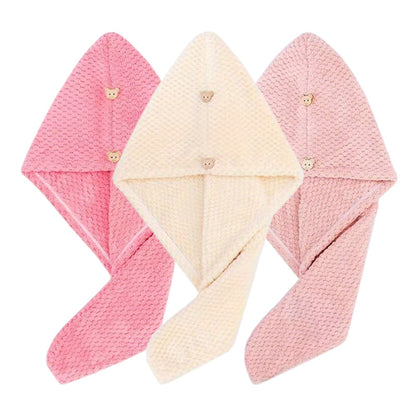 Microfibre Hair Drying Towel Cap 3-Pack | Fast-Absorbing