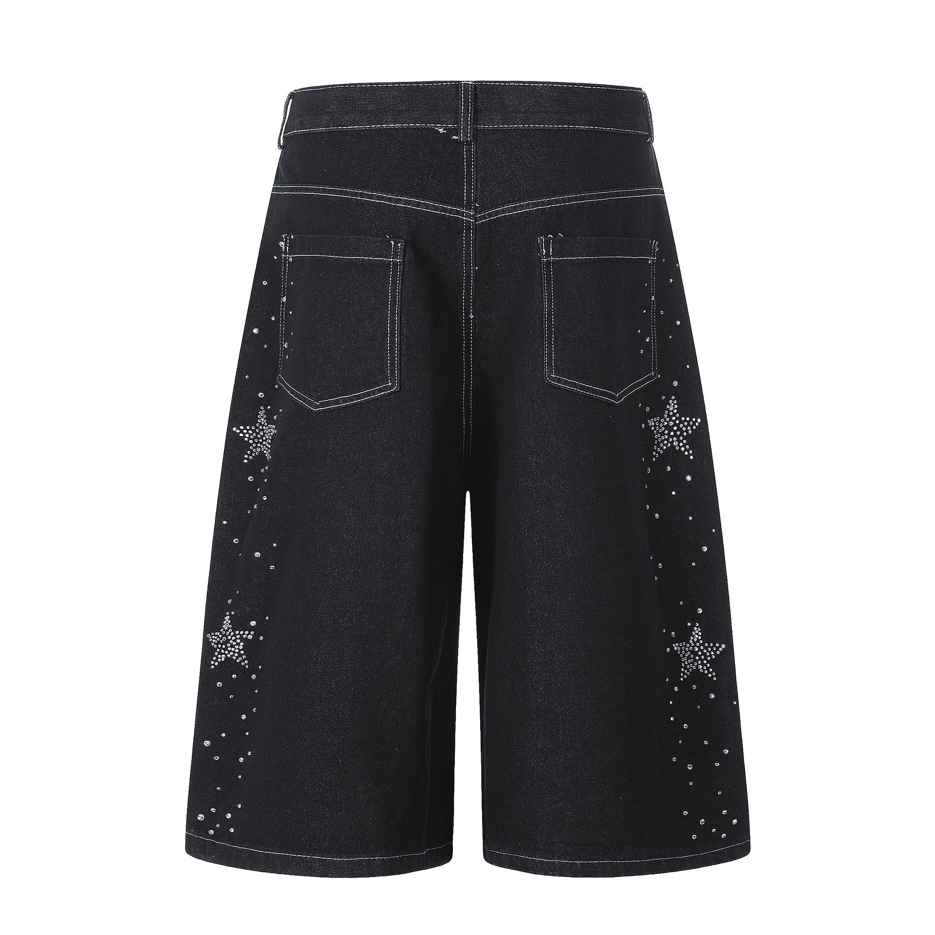 Women's Rhinestone Star Wide-Leg Cropped Jeans - Vintage Loose Fit