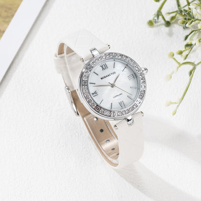 Women's Mineral Glass Quartz Watch | Roman & Diamond Dial