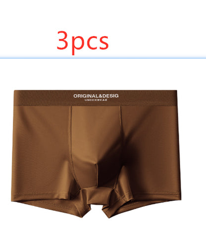 Men's Satin Nylon Boxer Briefs – Breathable Mid-Waist 5 Colours
