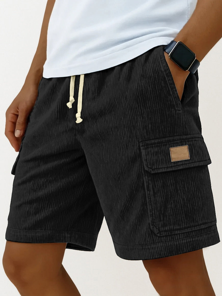 Men's Corduroy Cropped Shorts | Drawstring Side-Pocket S-5XL