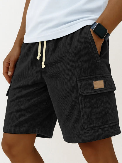 Men's Corduroy Cropped Shorts | Drawstring Side-Pocket S-5XL
