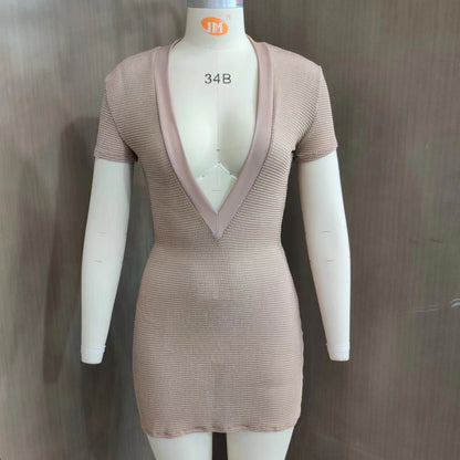Women's Deep V-Neck Stretch Sheath Dress | 5 Colours