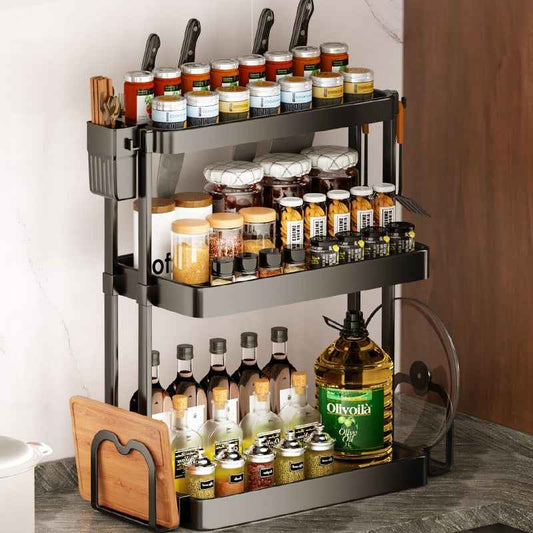 Multi-Layer Kitchen Storage Rack – Punch-Free Seasoning & Utensil Organiser
