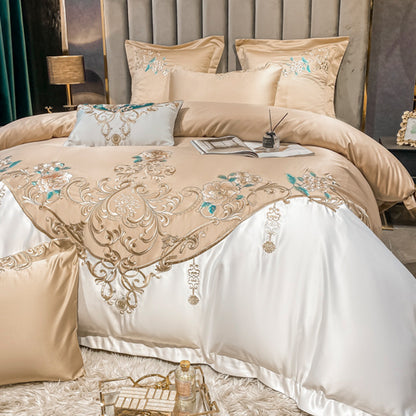 European Embroidered Luxury Bedding Set – 4-Piece Cotton Duvet Cover