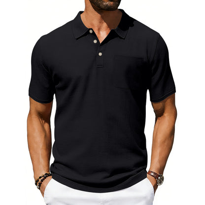 Men's Linen Blend Lapel Polo Shirt | Short Sleeve