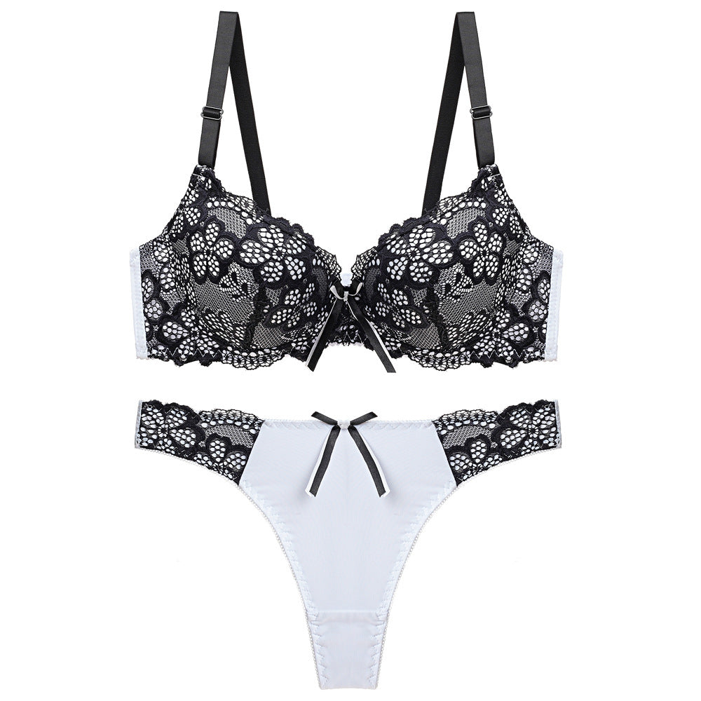 Women's Push-Up Lace Bra Set | Adjustable Detachable Strap