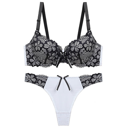 Women's Push-Up Lace Bra Set | Adjustable Detachable Strap