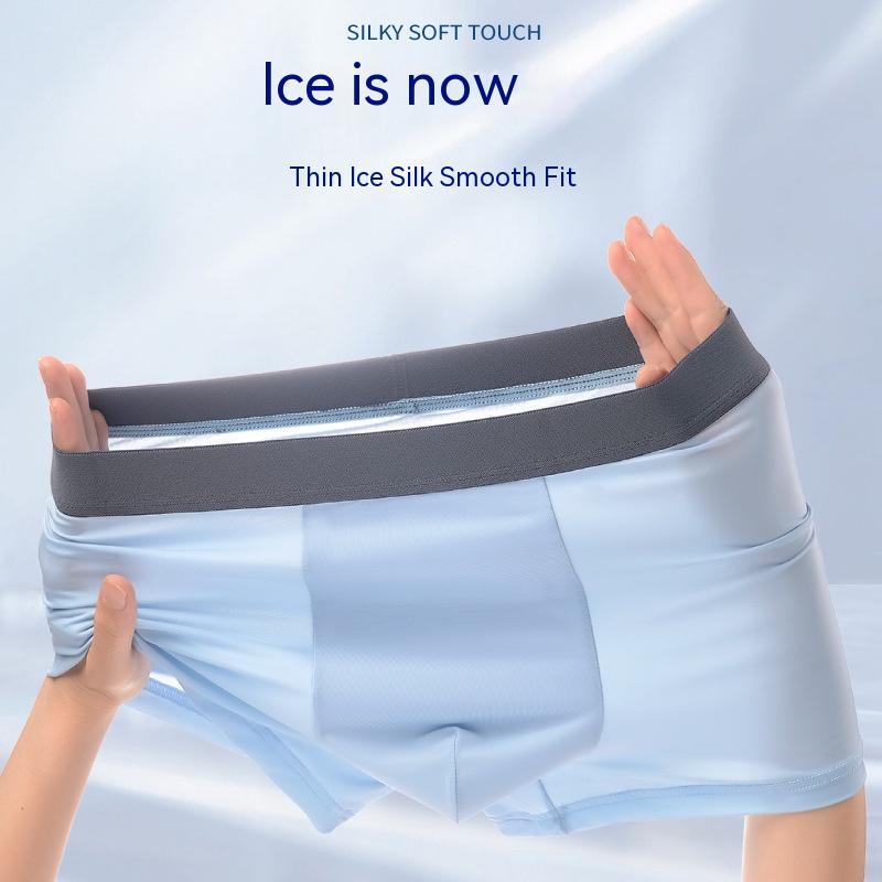 Men's Ice Silk Boxer Briefs – Breathable Mid-Waist Underwear