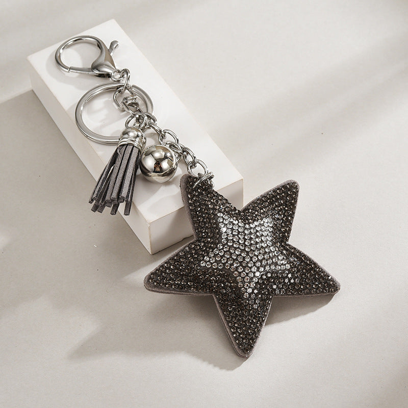Velvet Pentagram Star Tassel Keychain | 8 Colours