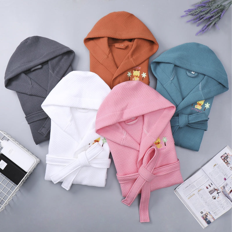 Children's Cotton Bathrobe | Hooded Wearable Towel for Boys & Girls